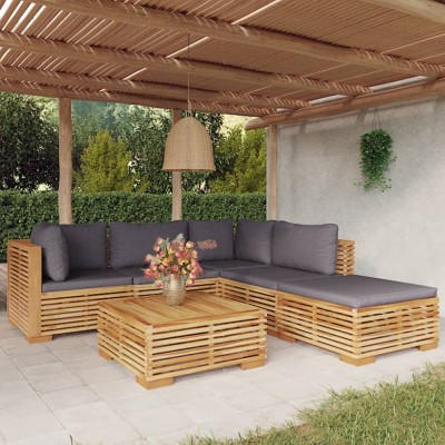 vidaXL Set mobilier grădină cu perne, 6 piese, lemn masiv de tec 3100860 foto