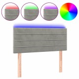 Cumpara ieftin Tablie de pat cu LED, gri deschis, 90x5x78/88 cm, catifea