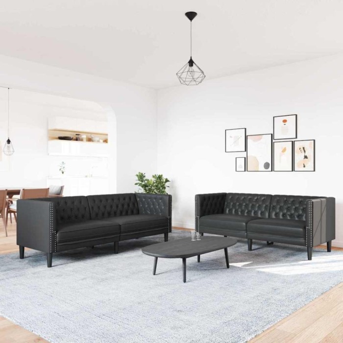 Set de canapea 2 pcs Negru 194 x 74.5 x 70.5 cm