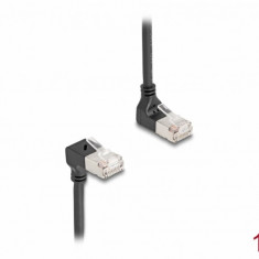 Cablu de retea RJ45 Cat.6A S/FTP Slim unghi 90 grade sus/jos 1m Negru, Delock 80293