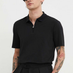 HUGO tricou polo bărbați, culoarea negru, uni 50496003