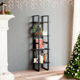 VidaXL Bibliotecă cu 4 rafturi, negru, 40x30x140 cm, lemn masiv de pin