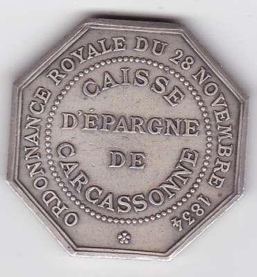 Franta Jeton argint Caisse d&amp;#039;epargne de Carcassonne 1834 foto