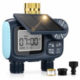 Cumpara ieftin Programator Irigare cu Panou Solar, 2 Iesiri, Ecran LCD, Programe Udare, Rain Delay, Automat/Manual, IPX5, Albastru/Negru