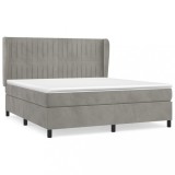 Cumpara ieftin Pat box spring cu saltea, gri deschis, 180x200 cm, catifea