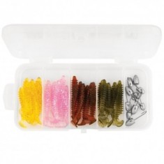 Cutie cu viermi (8 buc) si jig-uri (10 buc) Baracuda, 3.5 cm, jig-uri 1.5 - 3 g