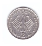 Moneda Germania 2 mark/marci 1970 G, Konrad Adenauer, stare buna, curata