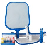 Set Intretinere Piscina: Aspirator, Perie 45cm, Minciog, Termometru, Tester pH/Cl - Piscine Inground/Supraterane
