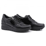 Pantofi dama, Caspian, CAS-3802, casual, piele lacuita, negru, 36, 37 - 39, Cu platforma