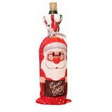 Husa craciun pentru sticla de vin flippy, tema mos craciun, material textil, 34 cm, multicolor