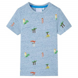 Tricou pentru copii, albastru melanj, 128, vidaXL