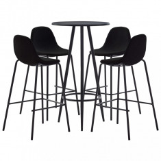 vidaXL Set mobilier de bar, 5 piese, negru, material textil