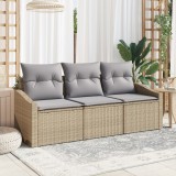 vidaXL Set de dining pentru grădină cu 3 piese și perne Bej din ratan sintetic
