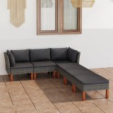Cumpara ieftin Gossi set mobilier de gradina cu perne, 6 piese, gri, poliratan