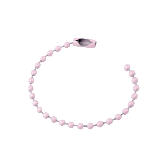 Lant metalic decorativ cu bile, lungime 10 cm, Roz pudat