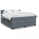VidaXL Pat box spring cu saltea, gri &icirc;nchis, 180x200 cm, catifea 3288691