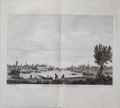 VUE DE LA VILLE DE NOVGOROD , GRAVURA PE METAL , DUPA UN DESEN DE LESPINASSE , CCA. 1700 foto