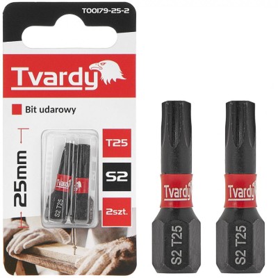 Set biti de impact T25, 25 mm S2, 2 bucati, Tvardy T00179-25-2 foto