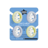 Suzeta de noapte Tommee Tippee Closer to Nature Breast like pacifier, 0-6 luni, Roz/Galben, 4 buc