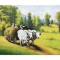 Tablou gigant pictat manual, Car cu boi, 120x80cm ulei pe panza, reproducere Nicolae Grigorescu