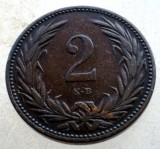 Ungaria 2 Filler 1895 KB, Bronz, KM# 481, Moneda Strană