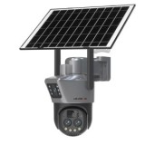 Camera Supraveghere DUBLA 2 Ecrane Diferite, ZOOM 10X cu Panou Solar, Cartela