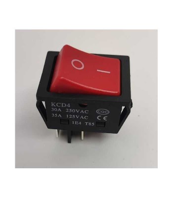 Intrerupator 4 poli 250V 30A 1 buton rosu ON-OFF cu retinere 21.7x28 foto