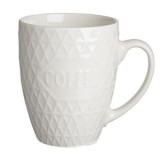 Cană albă cu modele reliefate, 400ml, CMCLASS
