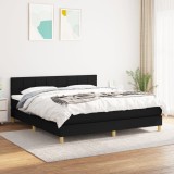 Cumpara ieftin Pat box spring cu saltea, negru, 180x200 cm, catifea