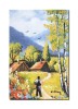 Tablou pictat manual, Peisaj de la munte, 30x20cm ulei pe panza, Constantin Feraru