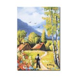 Tablou pictat manual, Peisaj de la munte, 30x20cm ulei pe panza, Constantin Feraru