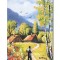 Tablou pictat manual, Peisaj de la munte, 30x20cm ulei pe panza, Constantin Feraru