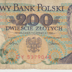 M1 - Bancnota foarte veche - Polonia - 200 zloti - 1986