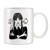 Cana alba personalizata cu Wednesday, Familia Addams, INOVATIX&reg;. 330ml