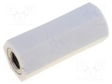 Bucșă izolantă M5 poliamidă DREMEC 30mm UL94V-2 albă