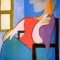 Pablo Picasso, Femeie st&acirc;nd l&acirc;ngă fereastră, litografie semnata pe placa