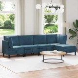 vidaXL Set de mobilier pentru living cu pernă 5 pcs albastru Catifea 3413771