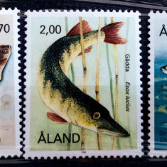 ALAND 1990 fauna marina pești , SERIE 3V nestampilata