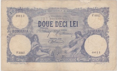 ROMANIA 20 lei 1921 Uzata foto