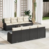 vidaXL Set de grădină modular cu 9 piese și perne, Negru, Ratan poli ratan