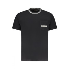 Napapijri Tricou barbati, cu buzunar pe piept si imprimeu, Regular Fit, Negru, L