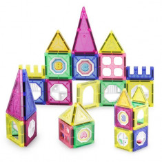 Set inteligent de constructie magnetic cu 34 piese colorate, joc educativ si creativ, numeroase posibilitati de construit, baieti si fete, +3 ani, Nip