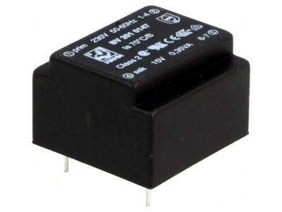 Transformator &amp;Icirc;ncapsulat 0,35VA 230VAC 15V 23mA PCB foto