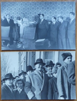 2 foto originale Agerpres, Petru Groza la intalniri oficiale, anii 50 foto