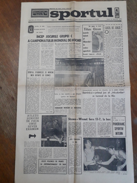Ziarul Sportul 13 Februarie 1970 / CSP
