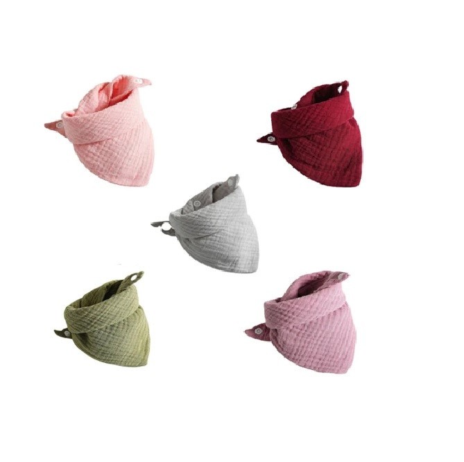 Set 5 bavete tip esarfa, cu capse, din bumbac 100%, multicolor, fete