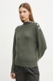 Morgan pulover din amestec de lana MSTORI femei, culoarea verde, cu turtleneck, MSTORI