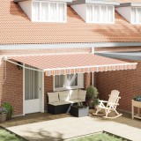 VidaXL Marchiză Retractabilă Manuală Dungă Multicolor 450x300 cm