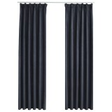 Draperii opace cu carlige, 2 buc., antracit, 140 x 225 cm