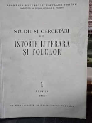 Studii si Cercetari de Istorie Literara si Folclor nr.1/1960 foto